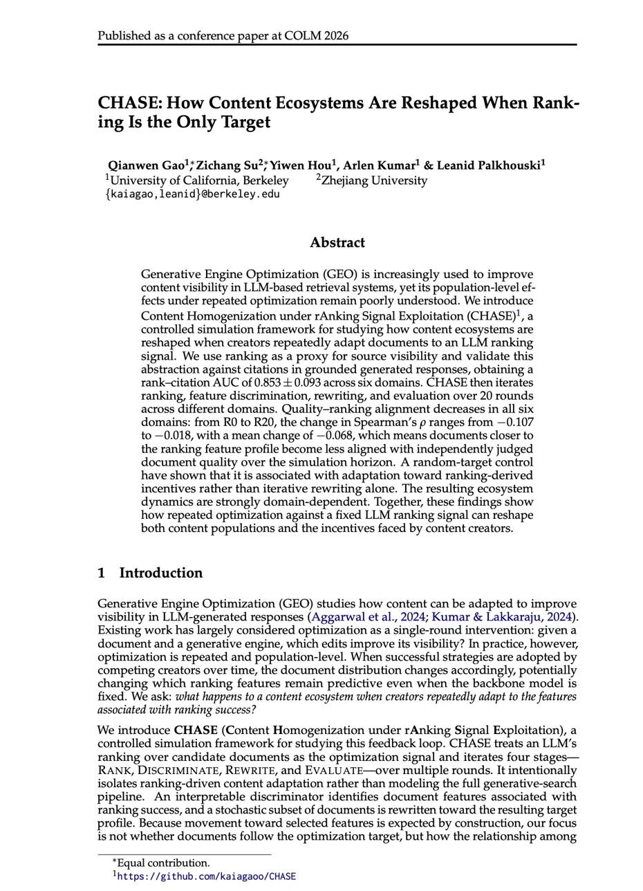 CHASE — COLM 2026 conference paper