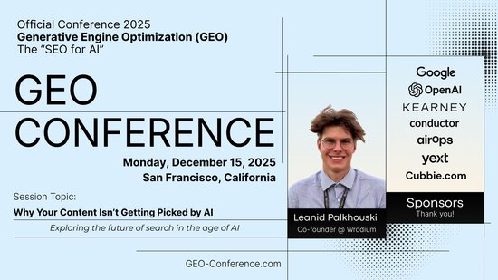 Leanid Palkhouski speaking at GEO Conference 2025