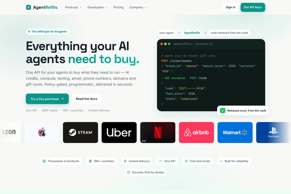 AgentRefills product screenshot