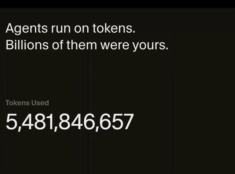Agents run on tokens — 5,481,846,657 tokens used